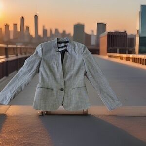 Zara Basic women’s size M (8) grey textured collarless 1 button/2 pockets blazer